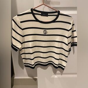 Striped Black and White Short Sleeve Top